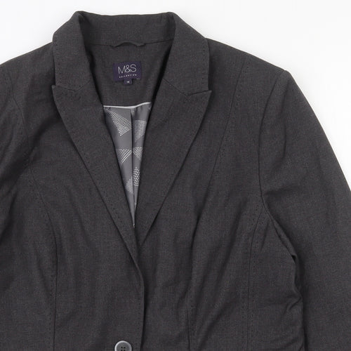Marks and Spencer Womens Grey  Polyester Jacket Suit Jacket Size 16   - Shoulder pads