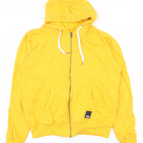 Charles Wilson Mens Yellow  Cotton Full Zip Hoodie Size L