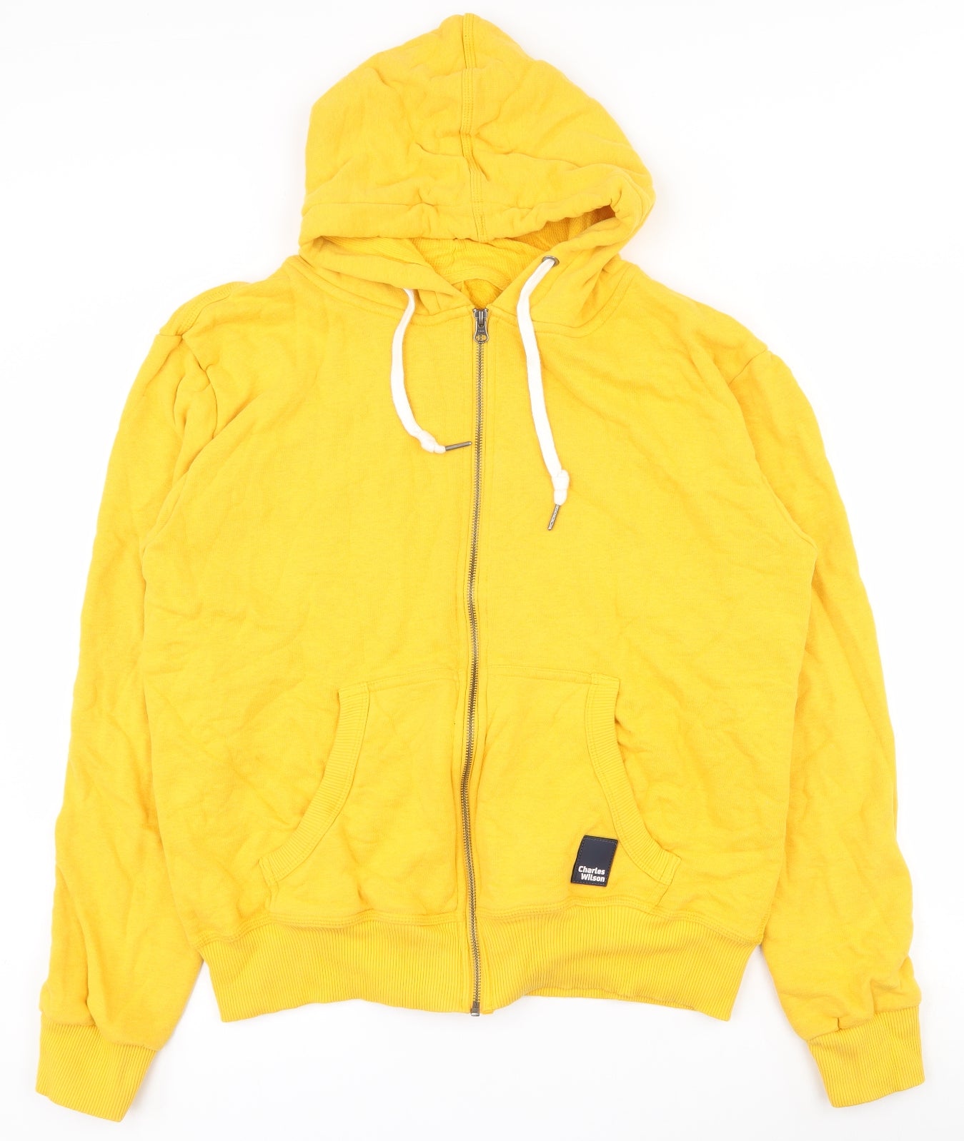 Charles Wilson Mens Yellow  Cotton Full Zip Hoodie Size L