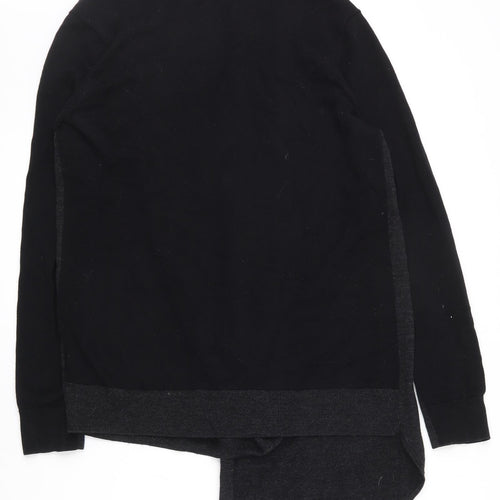 AllSaints Womens Black Cowl Neck  Wool Cardigan Jumper Size 12   - Aysemmetric