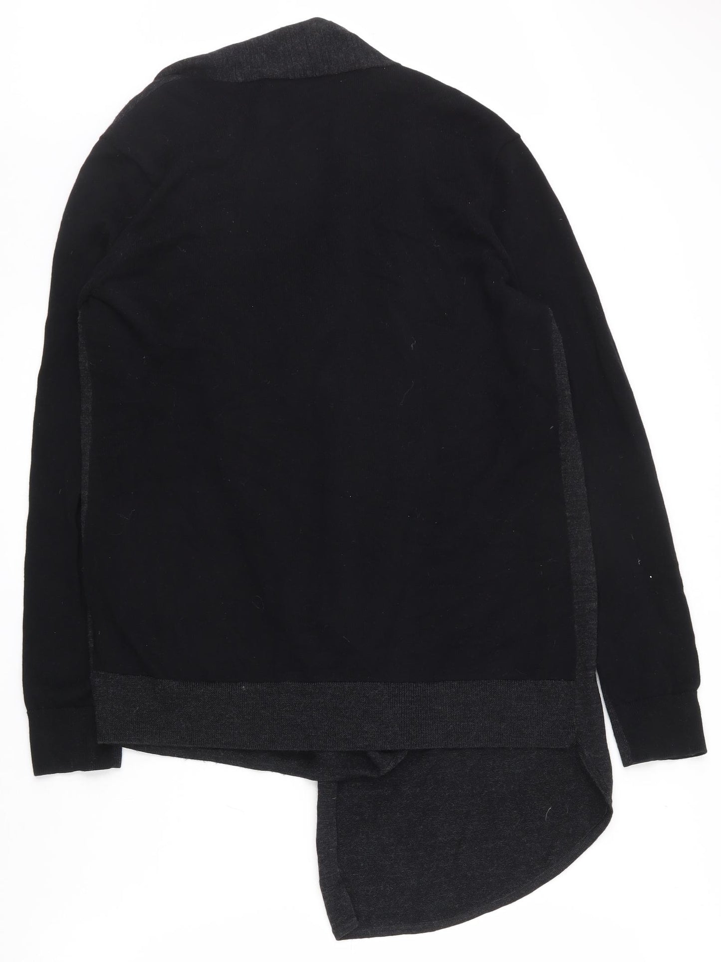 AllSaints Womens Black Cowl Neck  Wool Cardigan Jumper Size 12   - Aysemmetric
