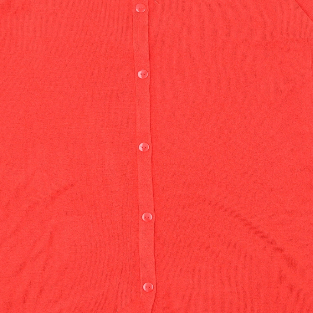 TU Womens Red V-Neck Houndstooth Acrylic Tunic Jumper Size 16   - Buttons at back