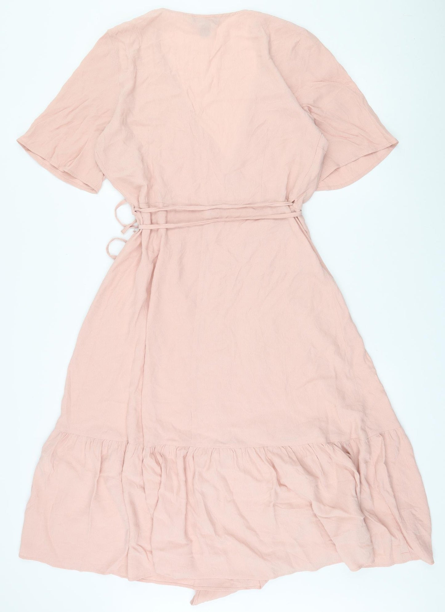 New Look Womens Pink  Viscose Wrap Dress  Size 16  V-Neck Tie
