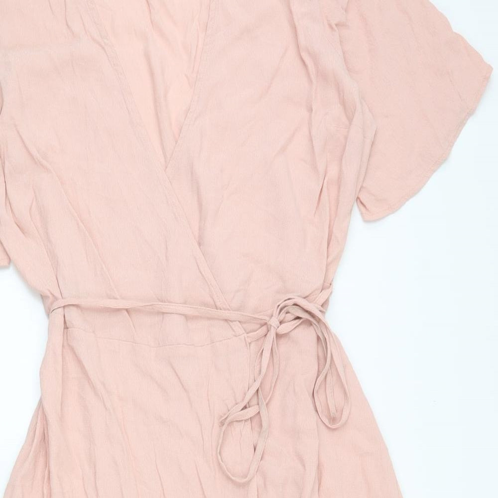 New Look Womens Pink  Viscose Wrap Dress  Size 16  V-Neck Tie