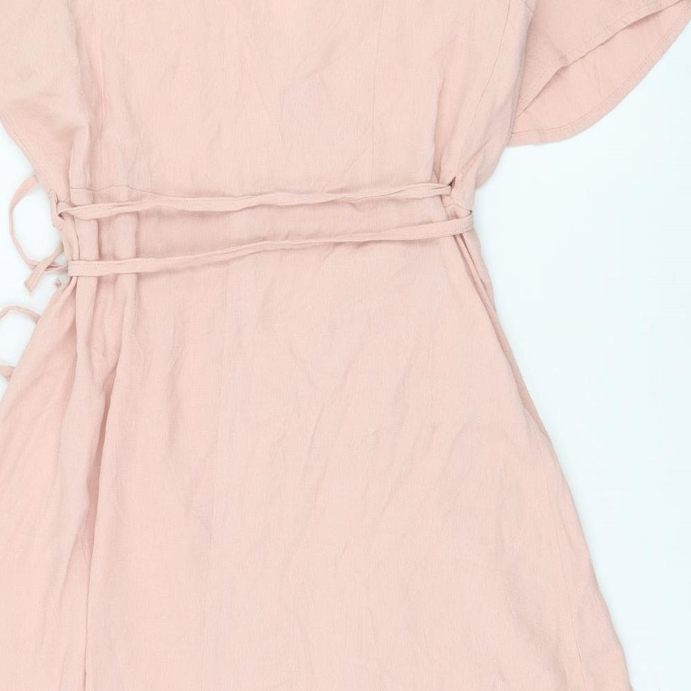 New Look Womens Pink  Viscose Wrap Dress  Size 16  V-Neck Tie
