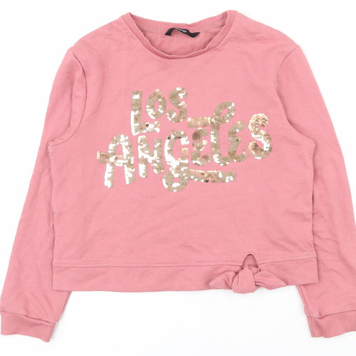 George Girls Pink  Cotton Pullover Sweatshirt Size 10-11 Years  Pullover - Tie at bottom