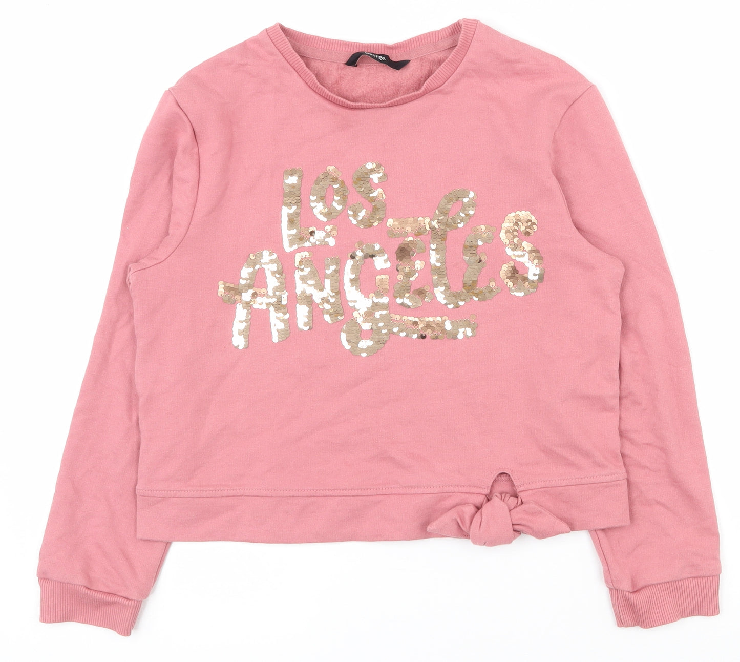George Girls Pink  Cotton Pullover Sweatshirt Size 10-11 Years  Pullover - Tie at bottom
