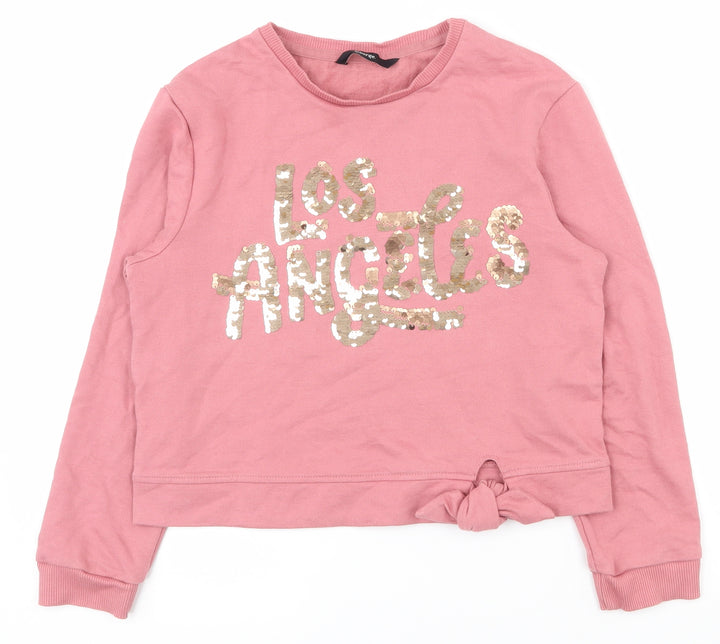 George Girls Pink  Cotton Pullover Sweatshirt Size 10-11 Years  Pullover - Tie at bottom