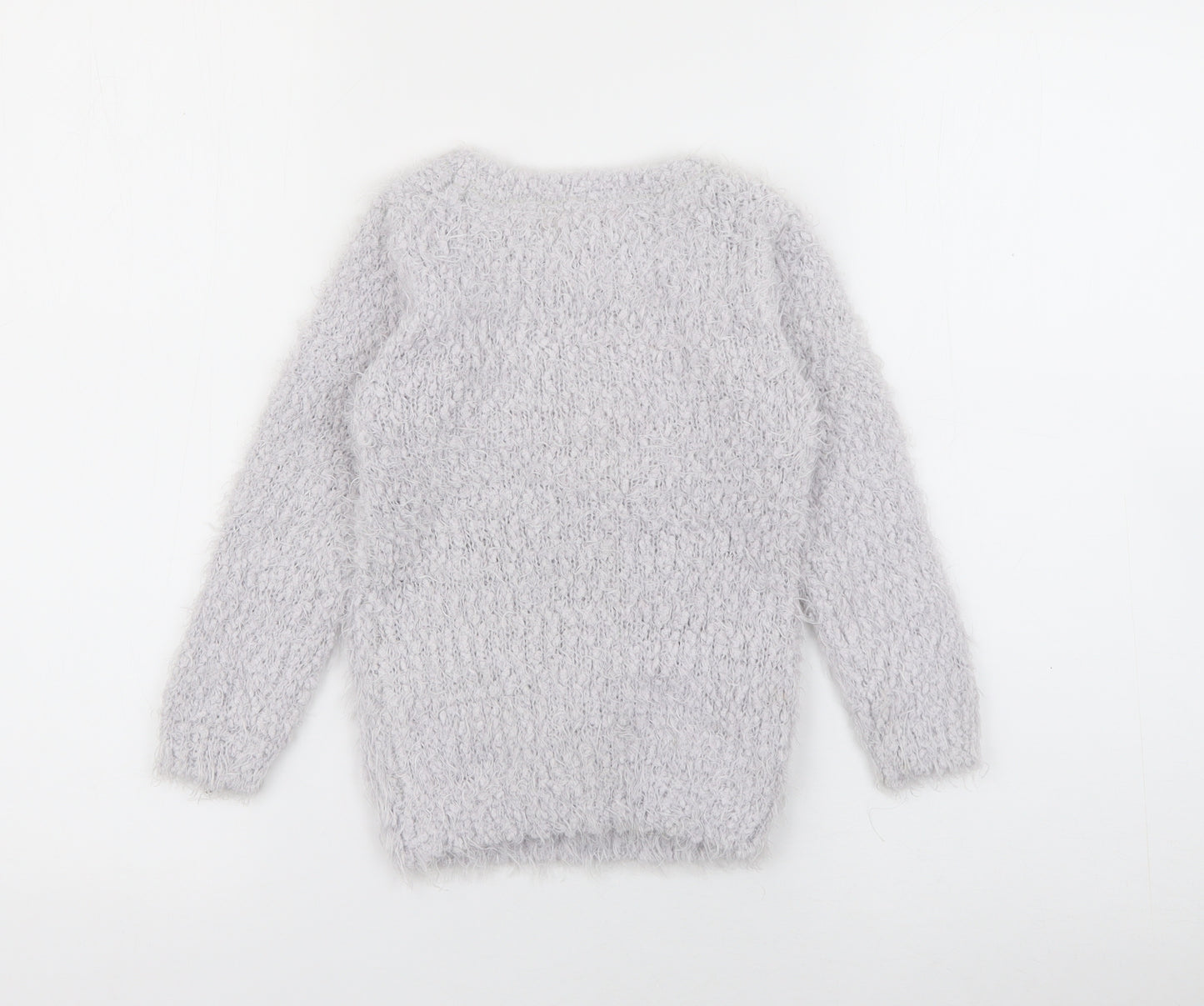 Primark Girls Grey Crew Neck  Polyester Pullover Jumper Size 3-4 Years   - Cat