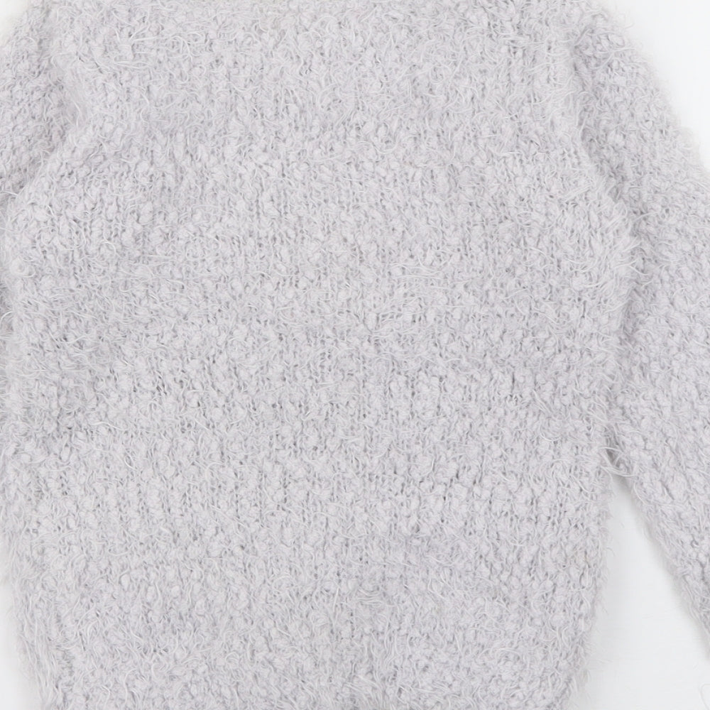 Primark Girls Grey Crew Neck  Polyester Pullover Jumper Size 3-4 Years   - Cat