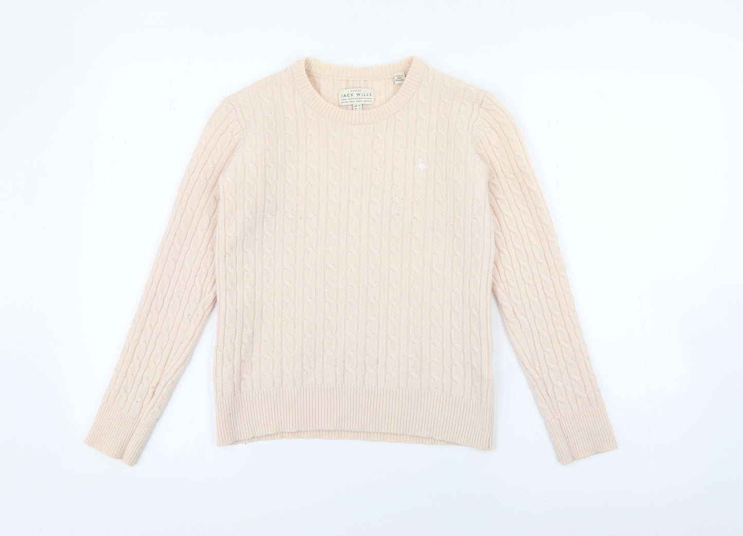 Jack Wills Womens Pink Crew Neck  Wool Pullover Jumper Size 10