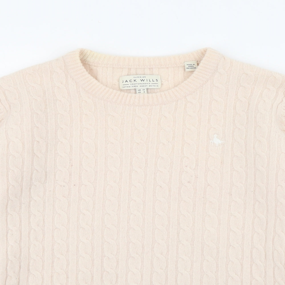 Jack Wills Womens Pink Crew Neck  Wool Pullover Jumper Size 10