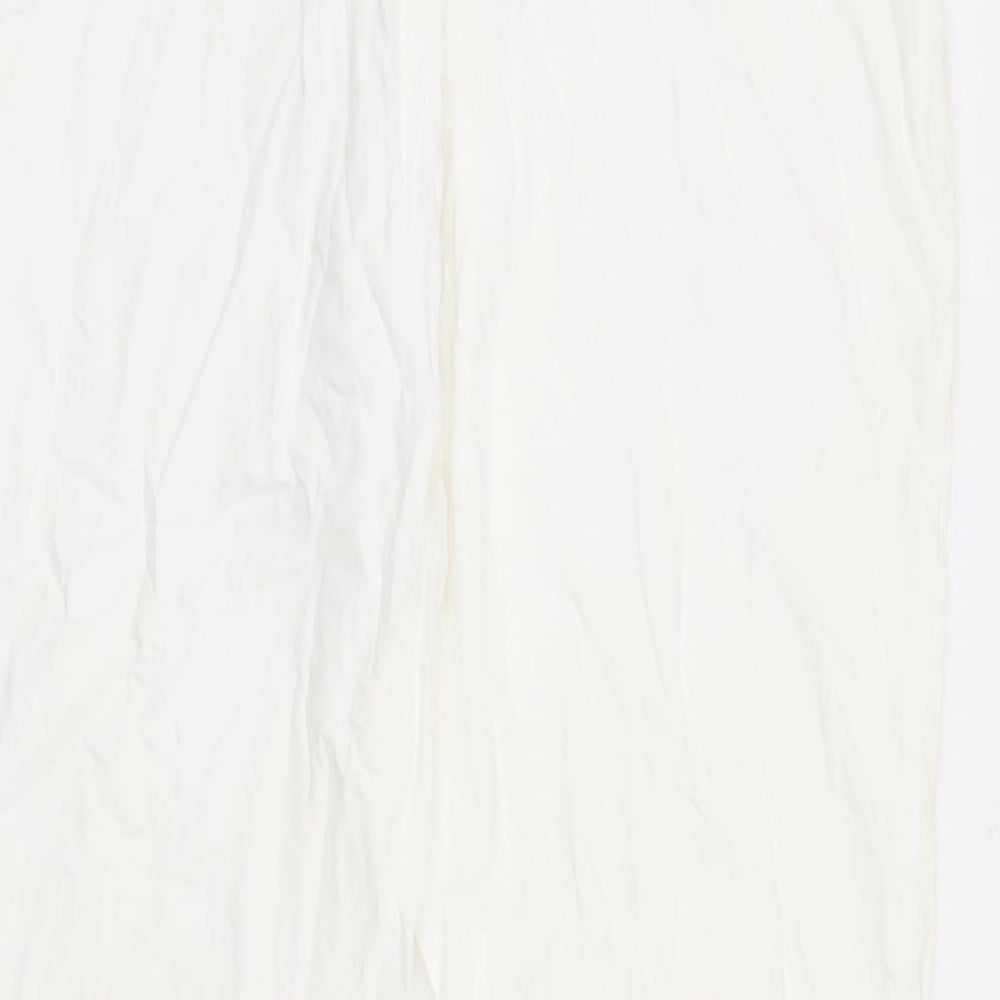 Marks and Spencer Womens White  Cotton Trousers  Size 18 L27 in Regular Tie