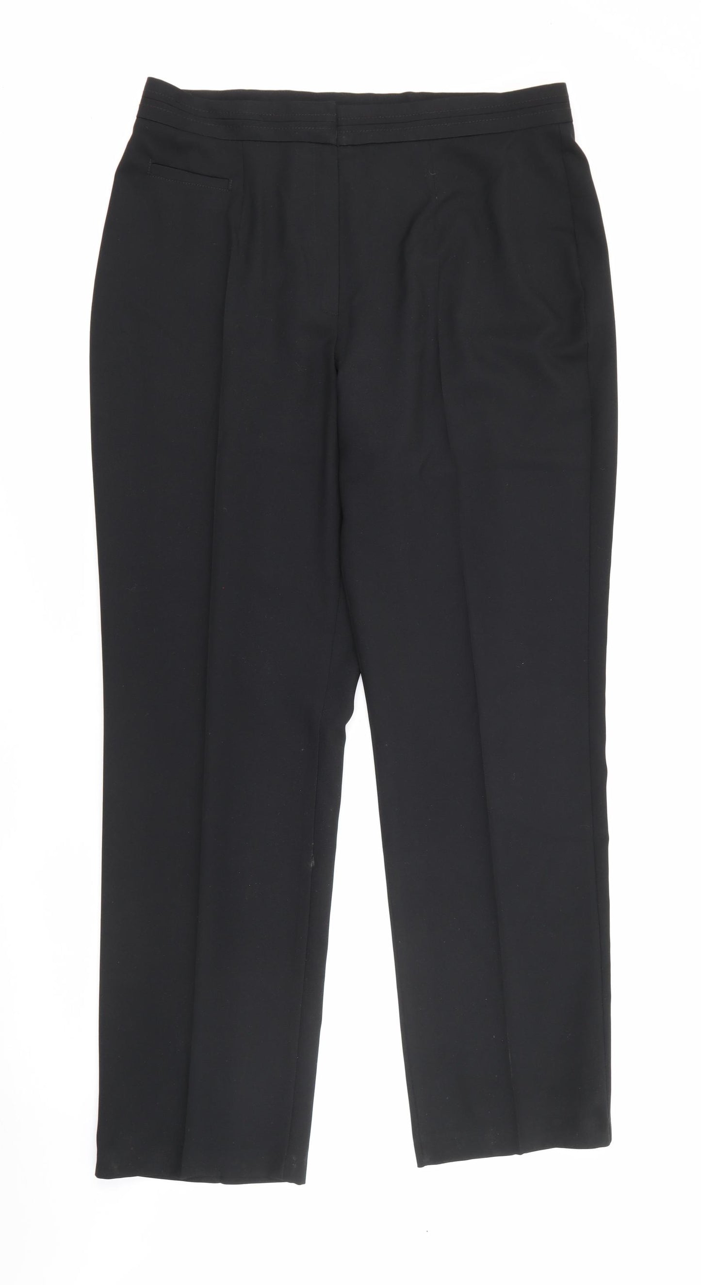 Marks and Spencer Womens Black  Polyester Trousers  Size 18 L31 in Regular Zip