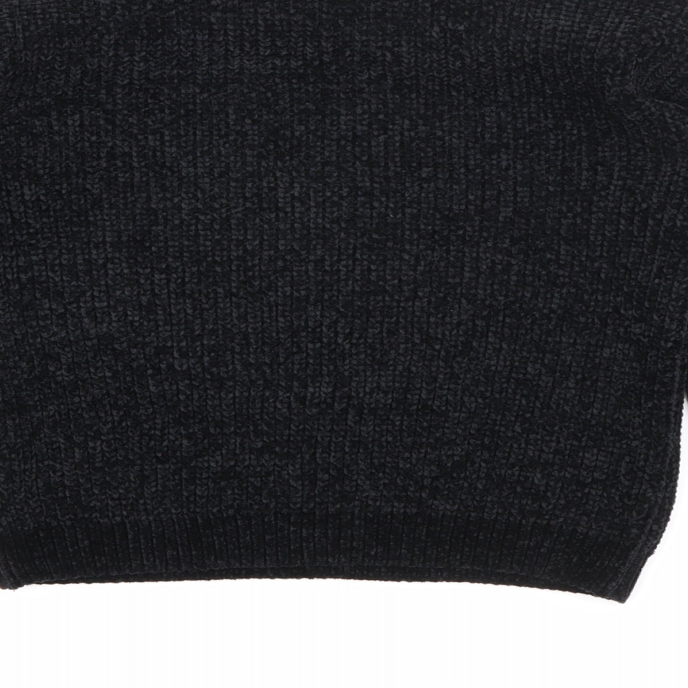 Primark Girls Black Crew Neck  Polyester Pullover Jumper Size 8-9 Years