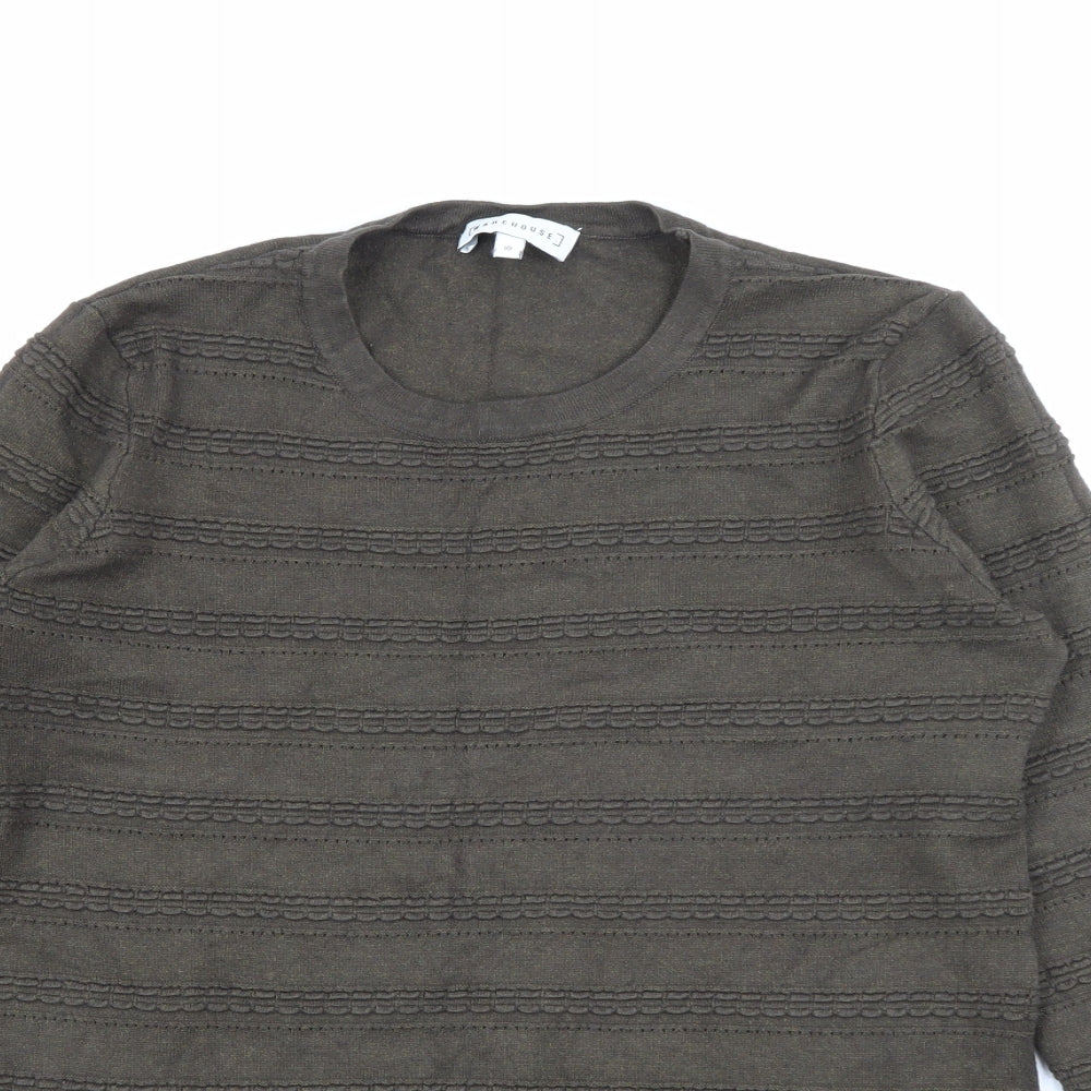 Warehouse Womens Green Crew Neck  Viscose Pullover Jumper Size 10