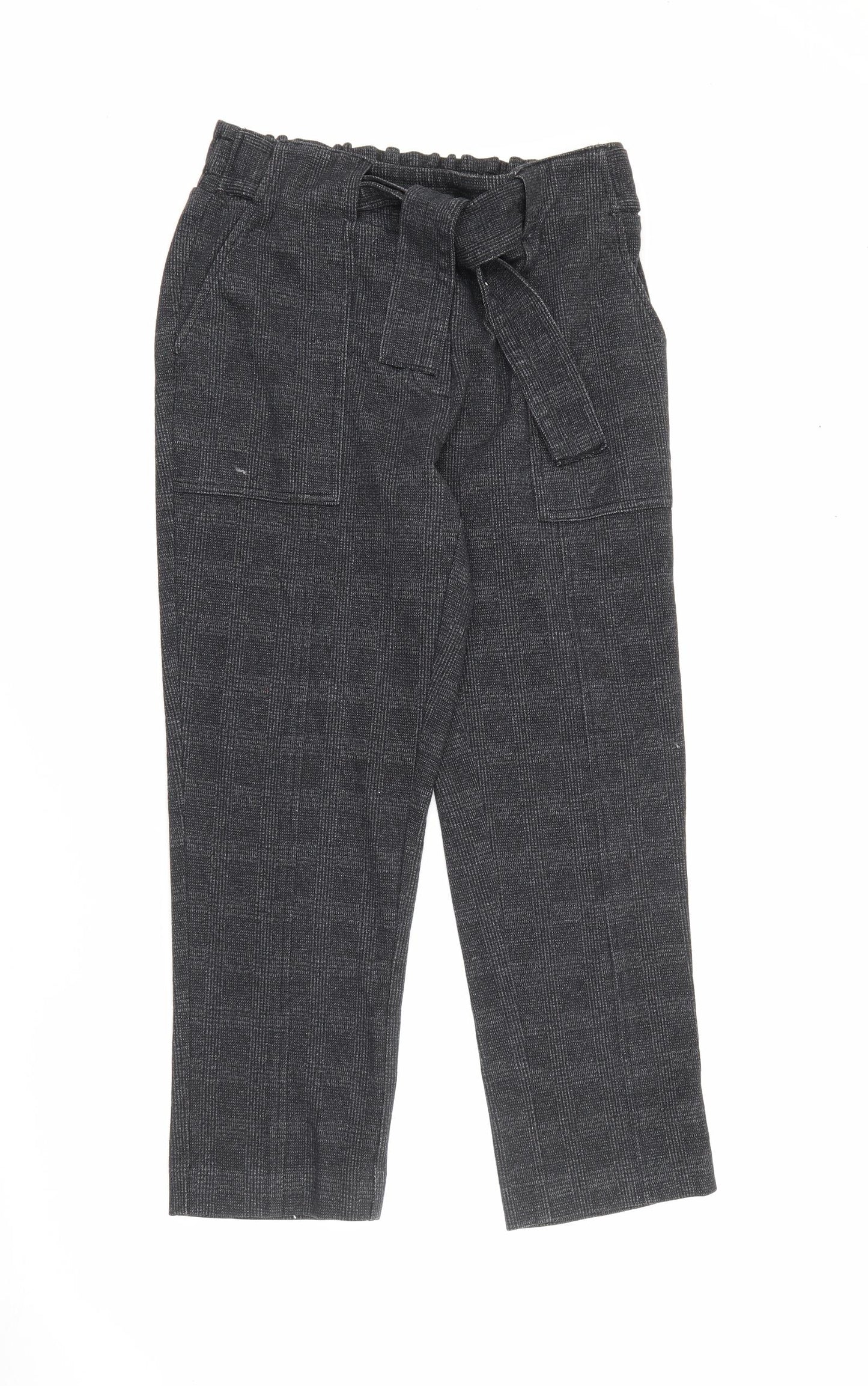 Marks and Spencer Womens Grey  Polyester Trousers  Size 10 L25 in Regular Tie