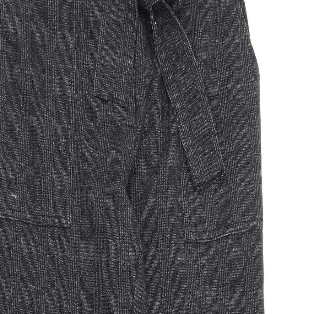 Marks and Spencer Womens Grey  Polyester Trousers  Size 10 L25 in Regular Tie