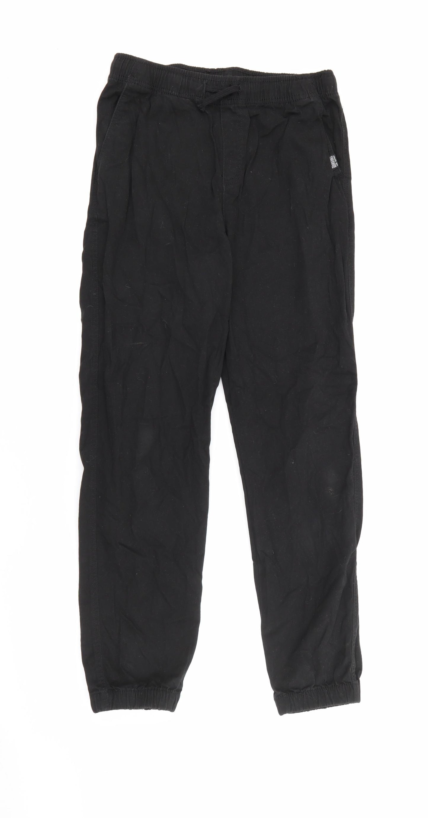 H&M Boys Black  Cotton Jogger Trousers Size 12-13 Years  Regular Tie