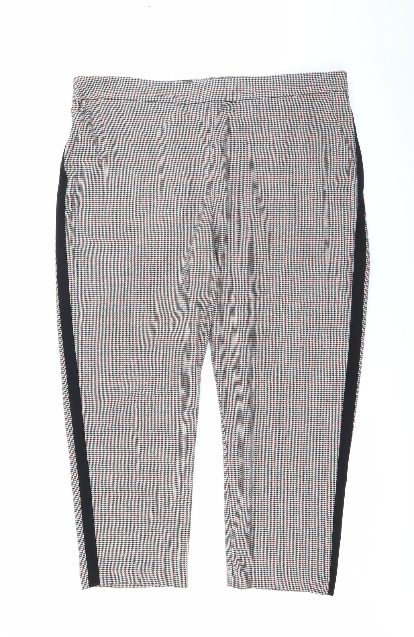 George Womens Grey Houndstooth Polyester Carrot Trousers Size 18 L25 in Regular