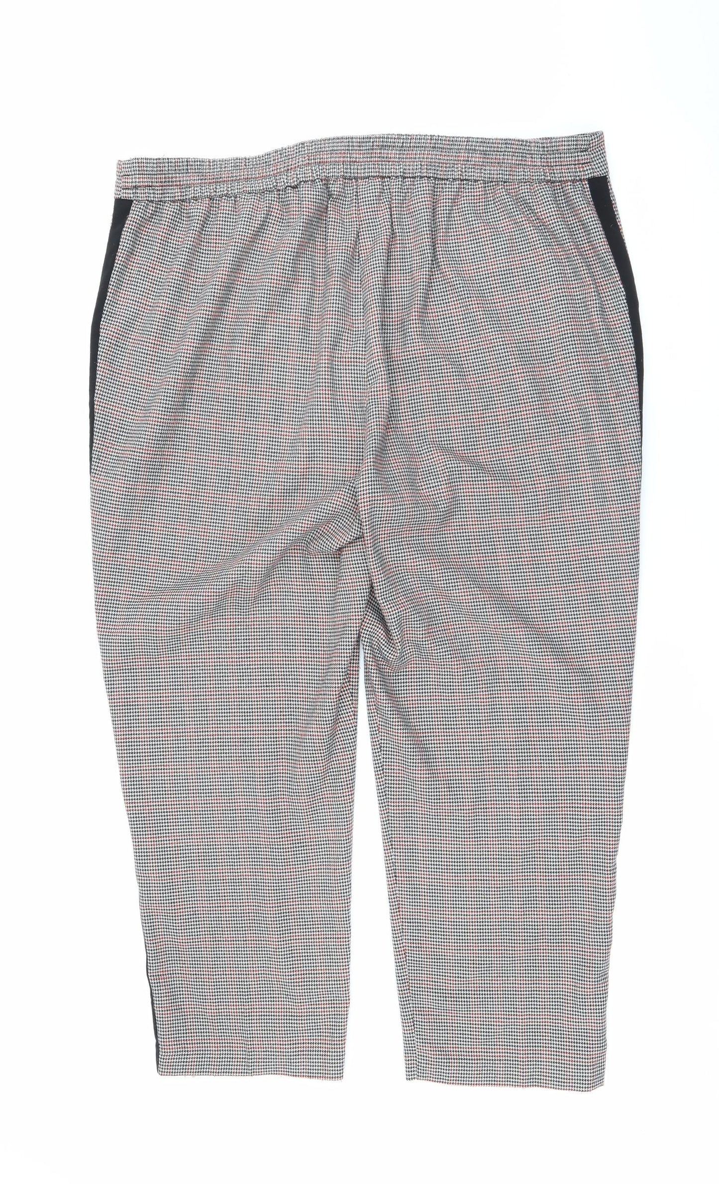George Womens Grey Houndstooth Polyester Carrot Trousers Size 18 L25 in Regular