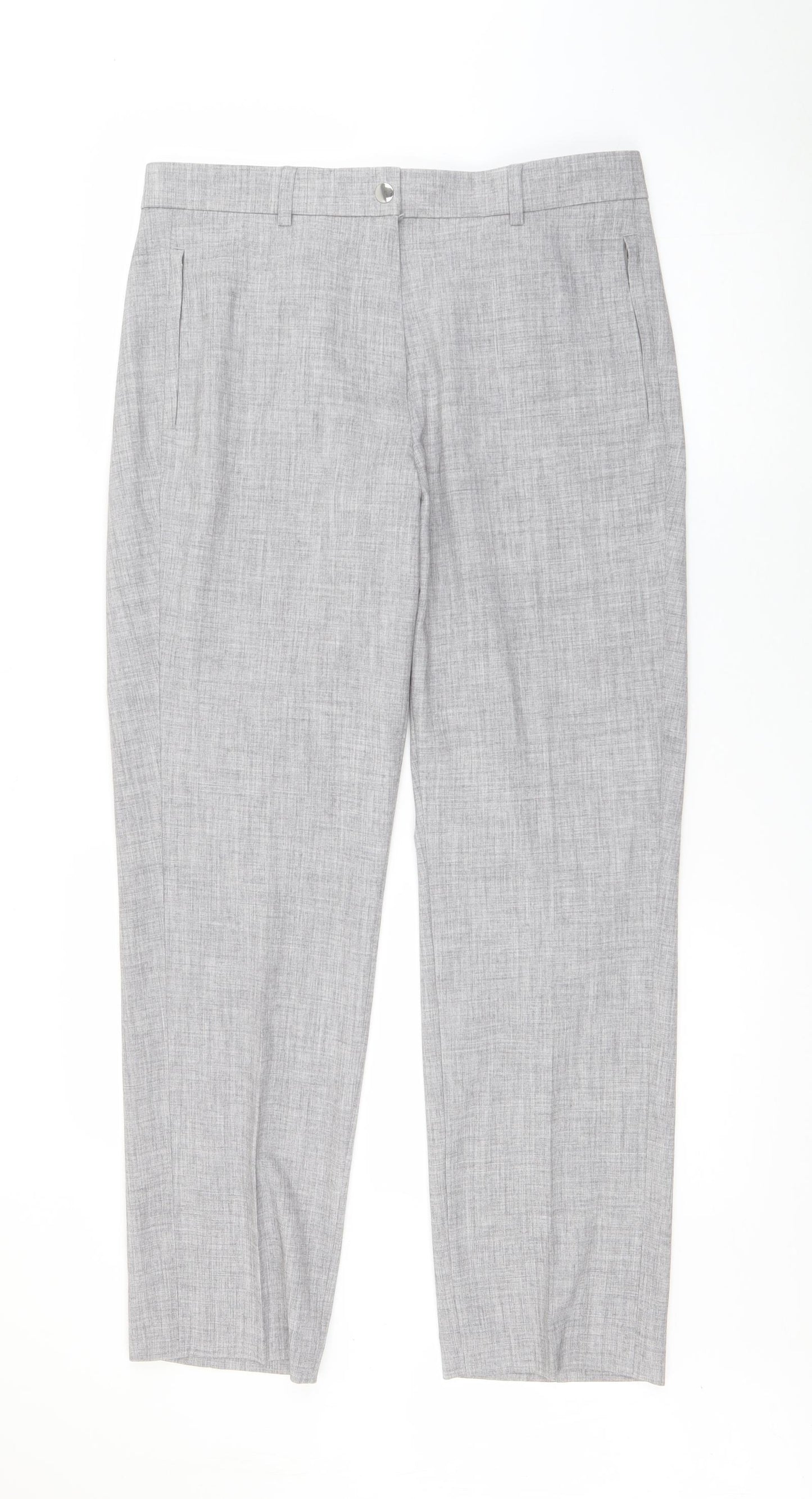 Marks and Spencer Womens Grey  Polyester Trousers  Size 12 L28 in Regular Snap