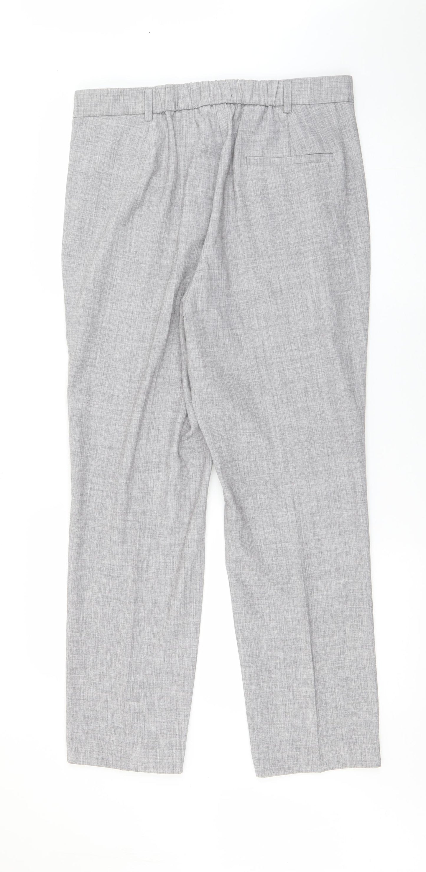 Marks and Spencer Womens Grey  Polyester Trousers  Size 12 L28 in Regular Snap