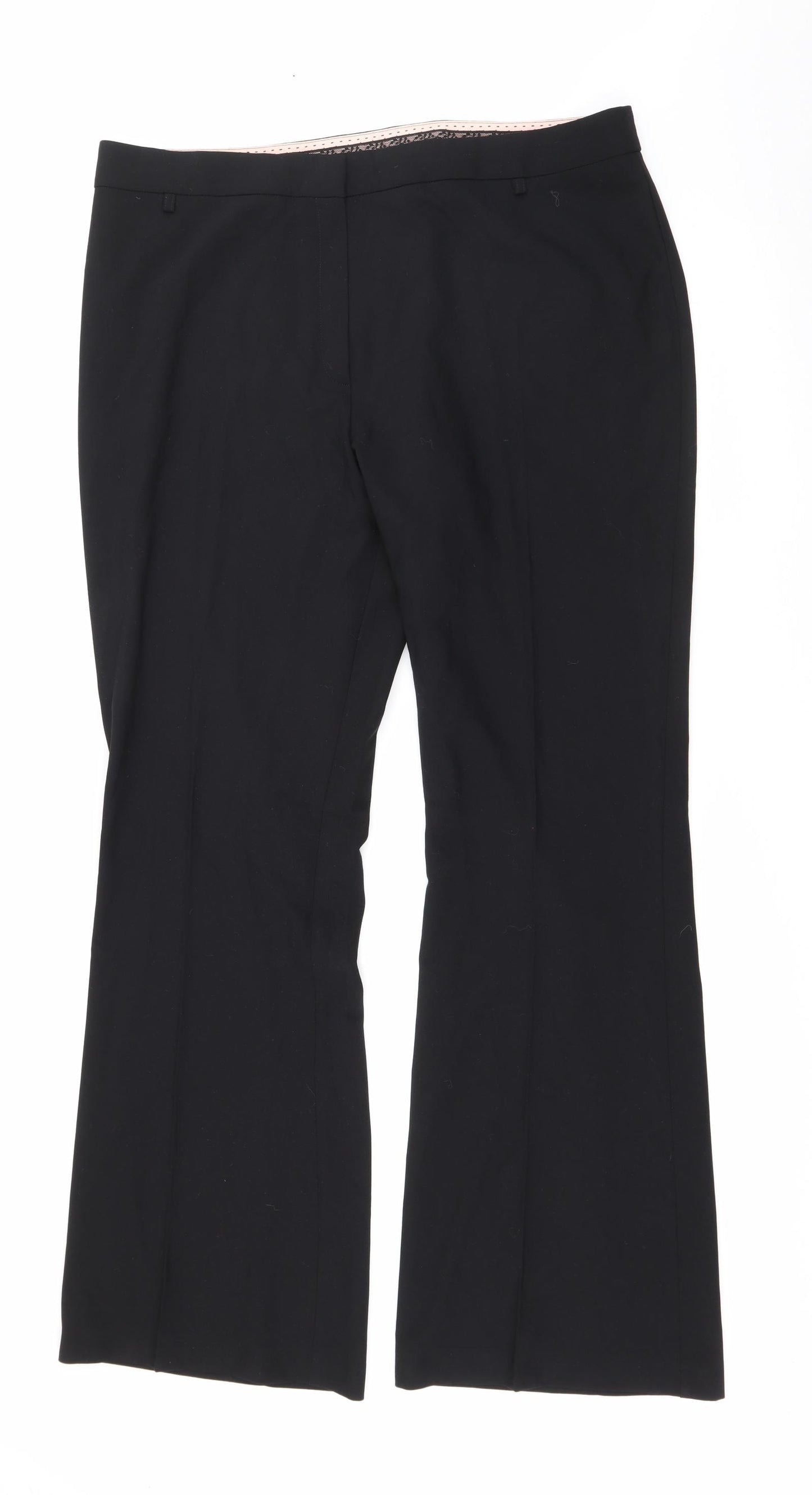 Marks and Spencer Womens Black  Polyester Trousers  Size 18 L33 in Regular Zip