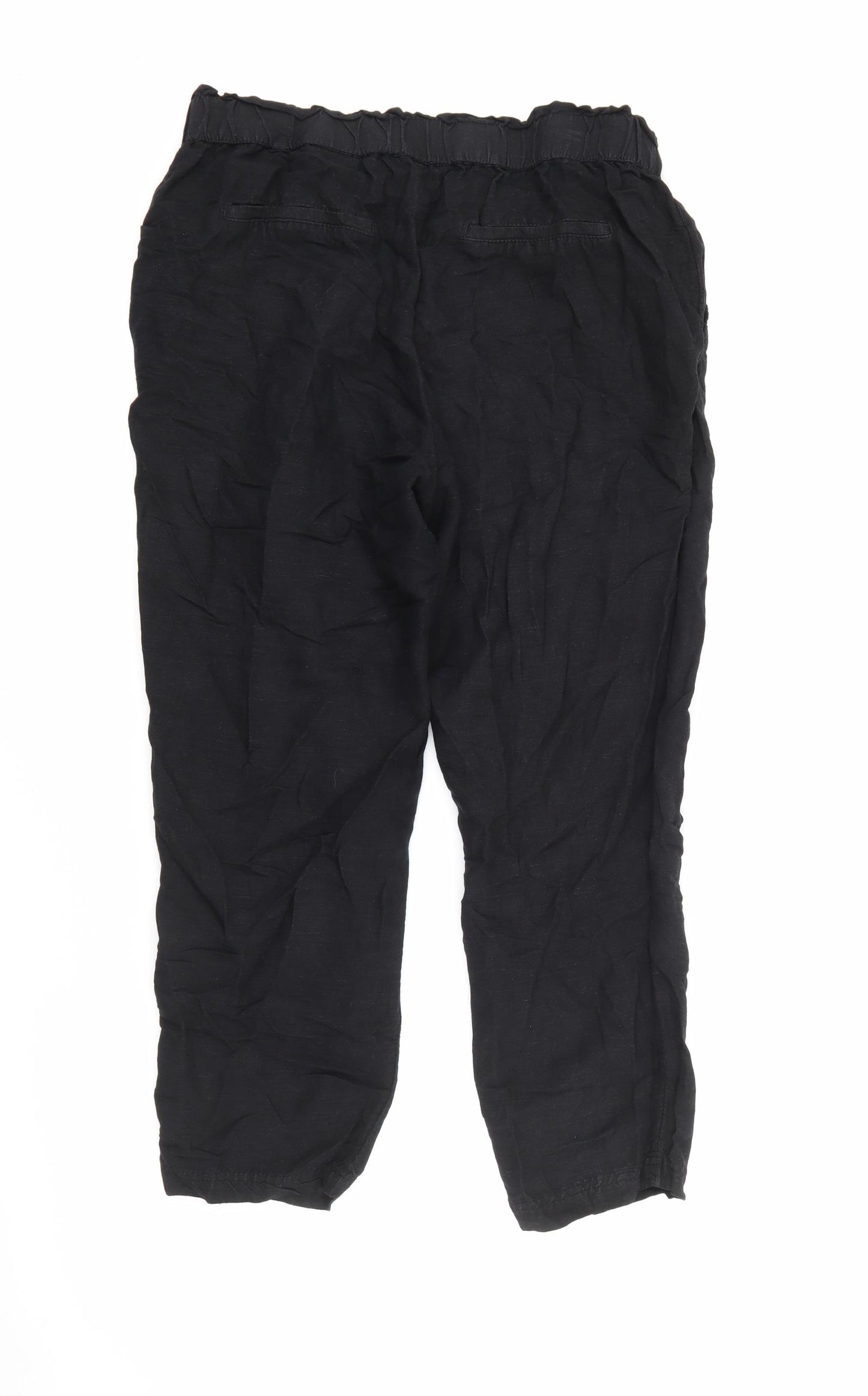 H&M` Womens Black  Linen Trousers  Size 14 L24 in Regular