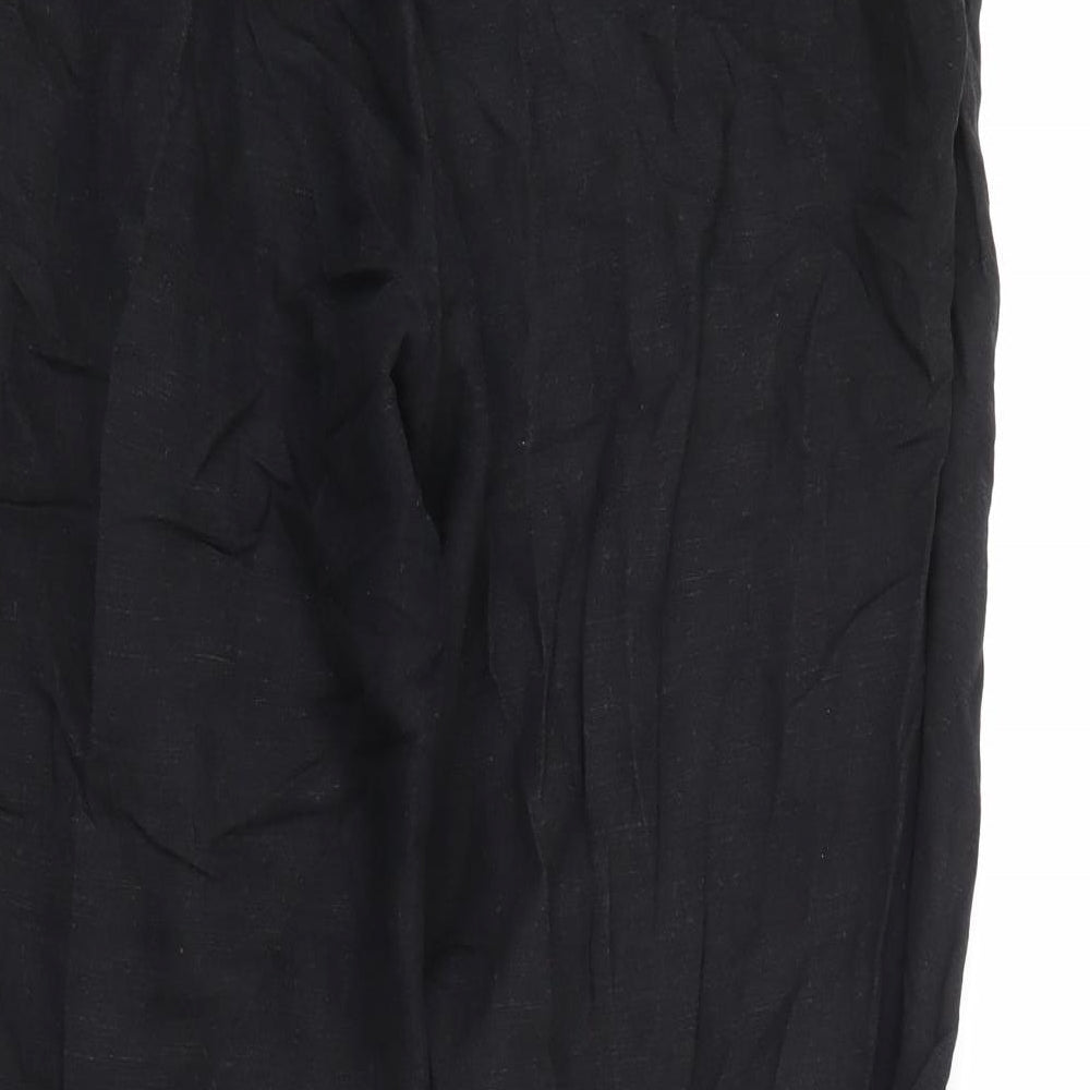 H&M` Womens Black  Linen Trousers  Size 14 L24 in Regular
