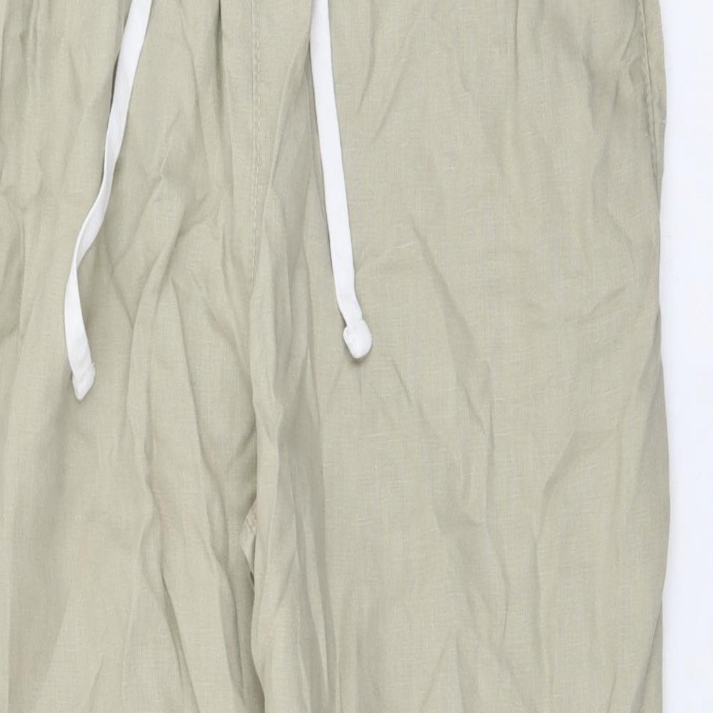 H&M Womens Beige  Cotton Jogger Trousers Size M L27 in Regular Tie