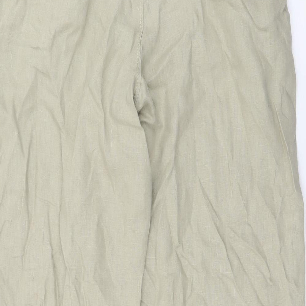 H&M Womens Beige  Cotton Jogger Trousers Size M L27 in Regular Tie