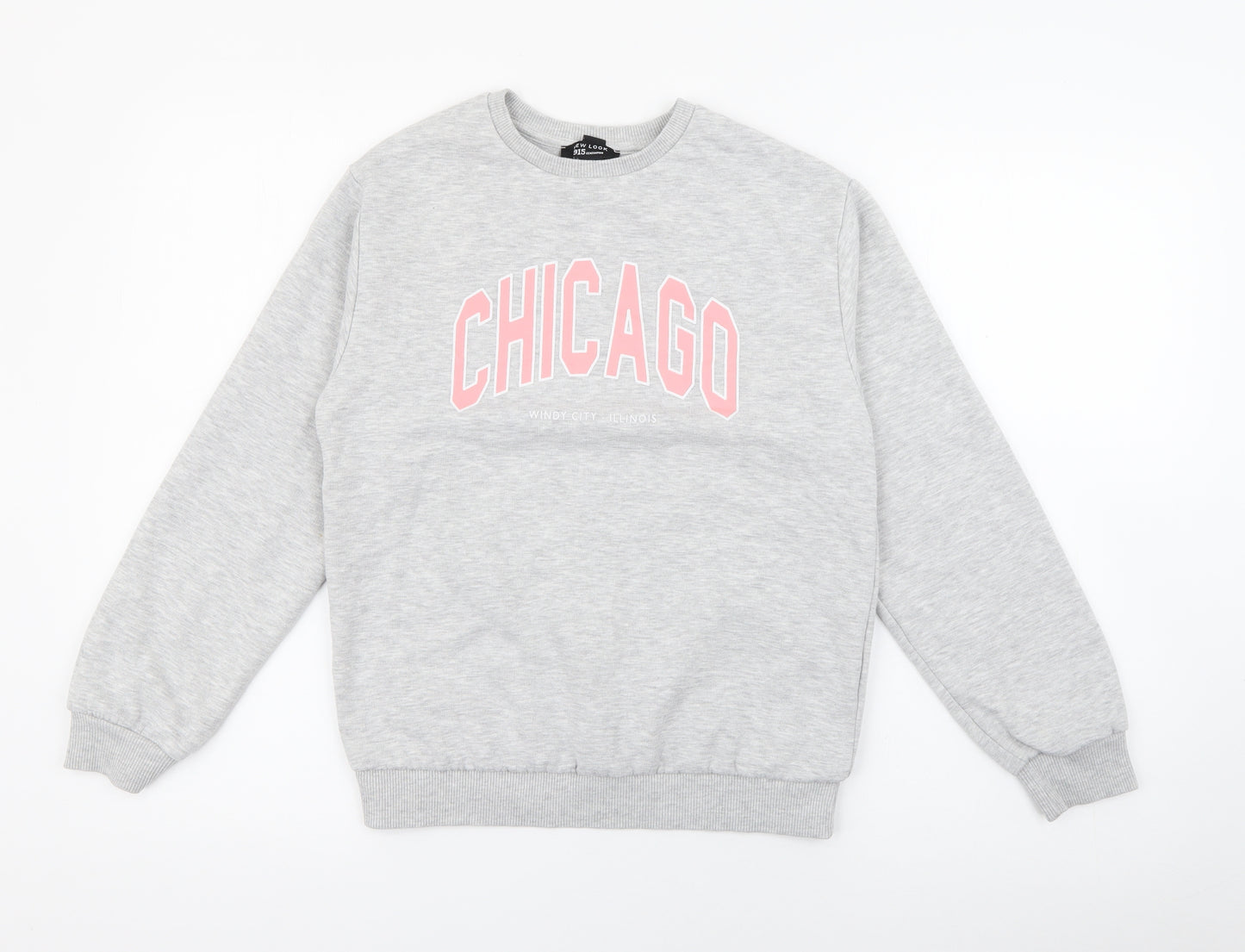 New Look Girls Grey  Cotton Pullover Sweatshirt Size 10-11 Years   - Chicago