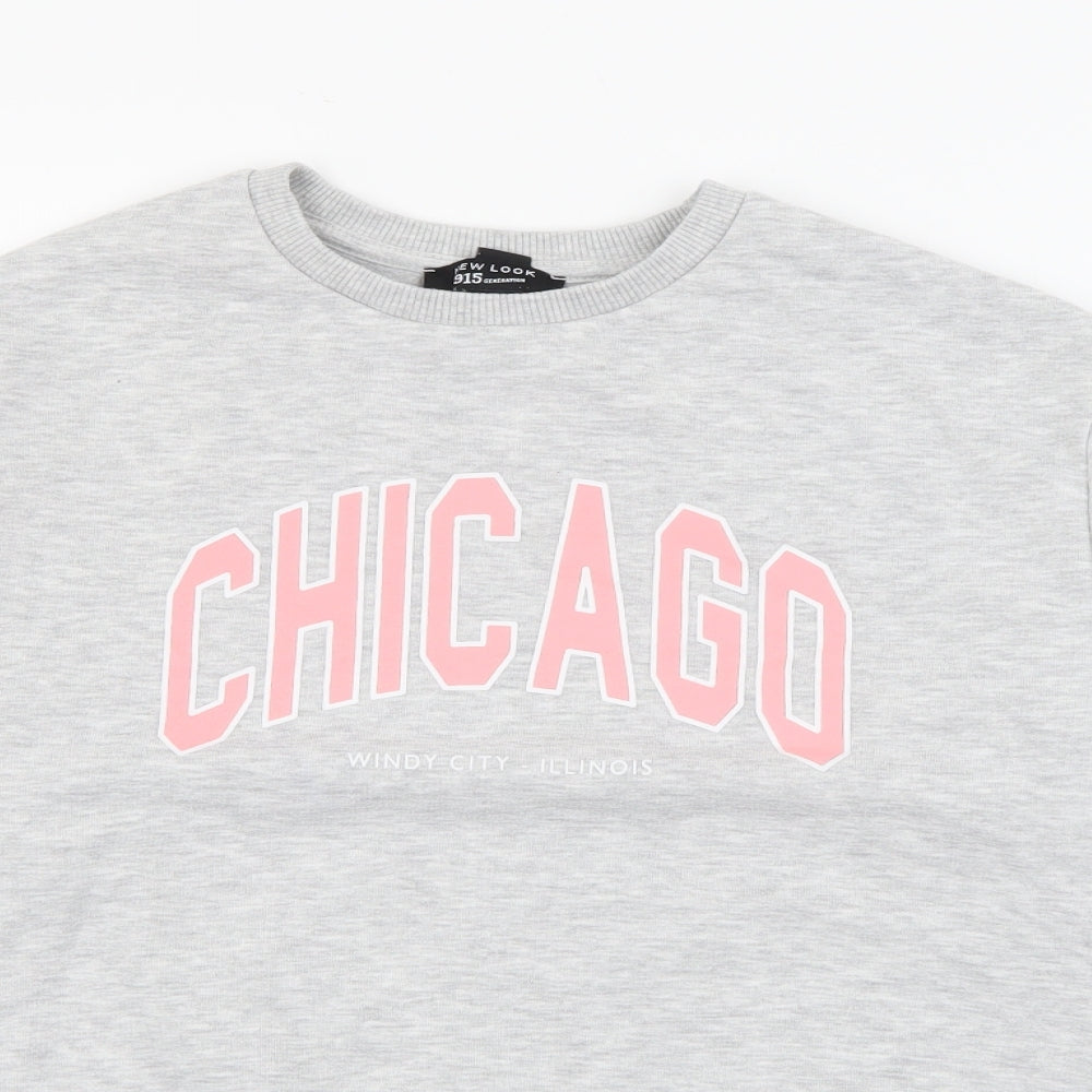 New Look Girls Grey  Cotton Pullover Sweatshirt Size 10-11 Years   - Chicago