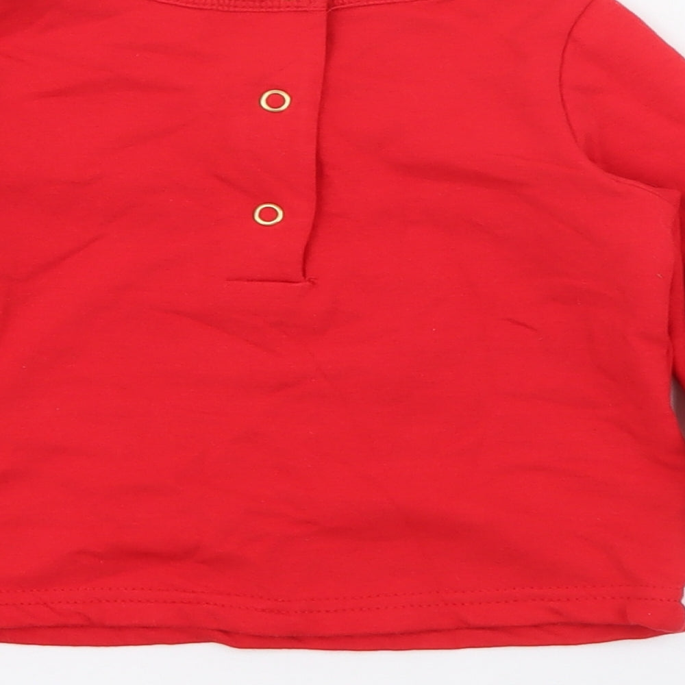 Disney Baby Baby Red  Cotton Pullover Jumper Size 6-9 Months  Snap - Mickey Goofy
