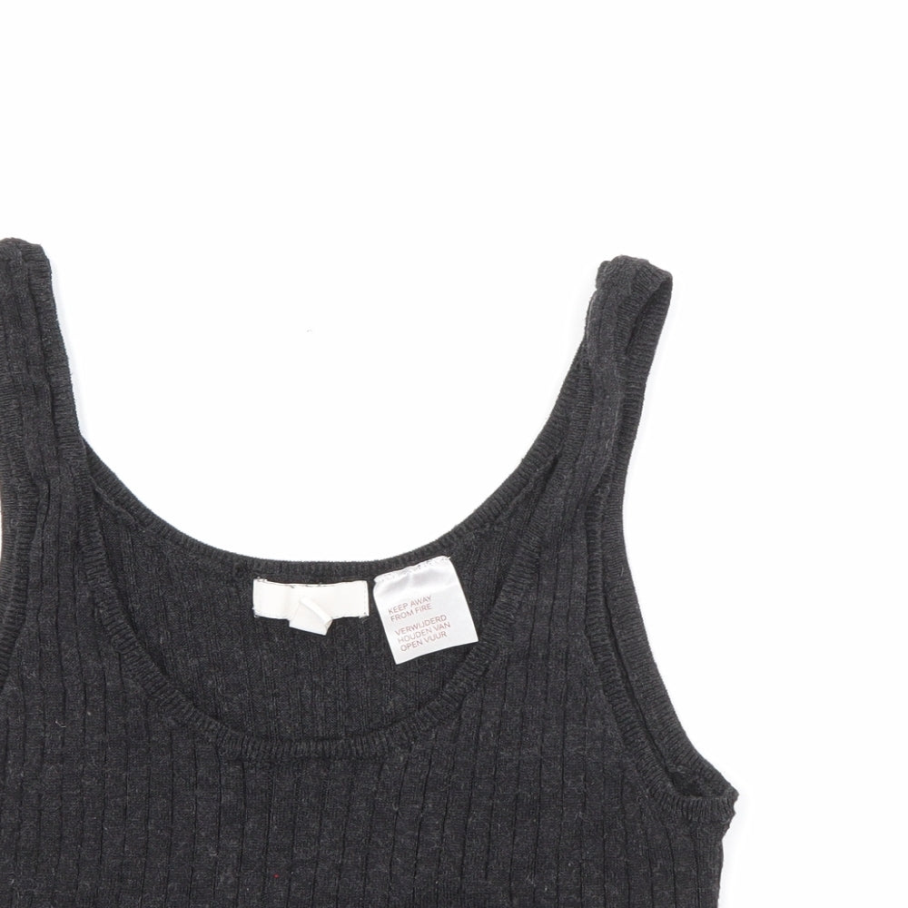 H&M Womens Grey  Polyester Camisole Tank Size S Scoop Neck