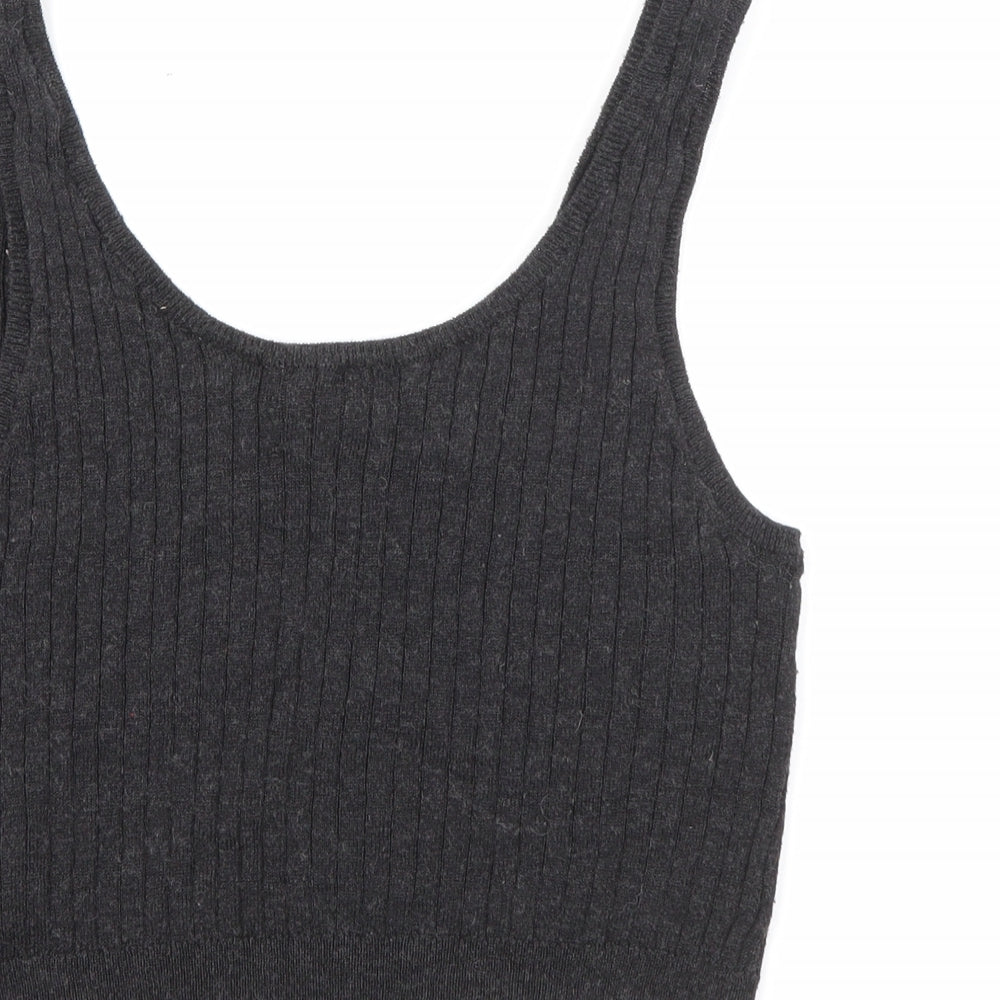 H&M Womens Grey  Polyester Camisole Tank Size S Scoop Neck