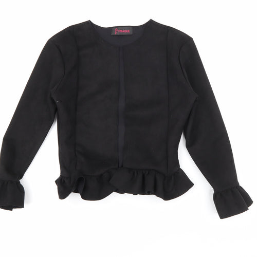 Prague Womens Black Round Neck  Polyester Cardigan Jumper Size 8
