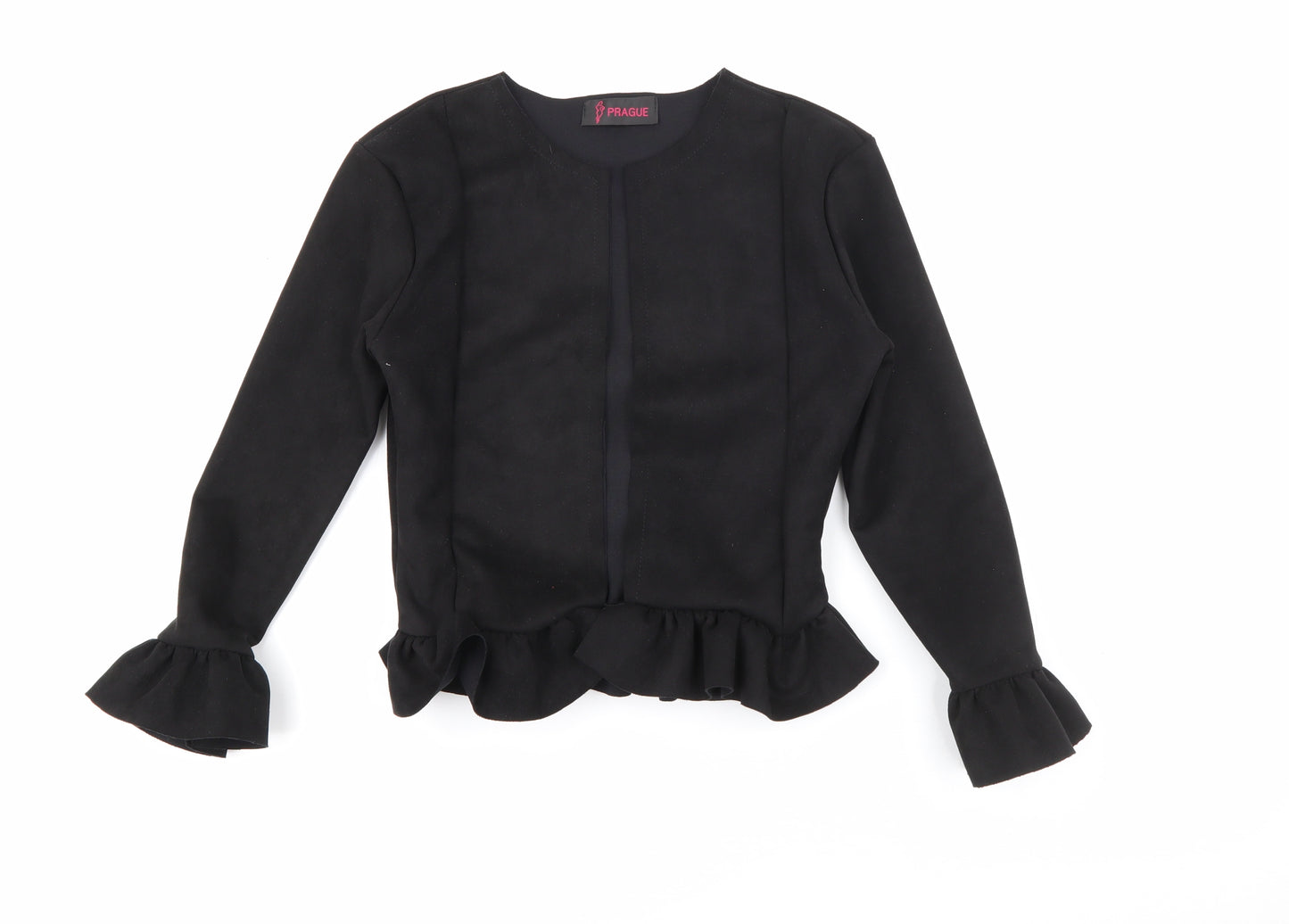 Prague Womens Black Round Neck  Polyester Cardigan Jumper Size 8