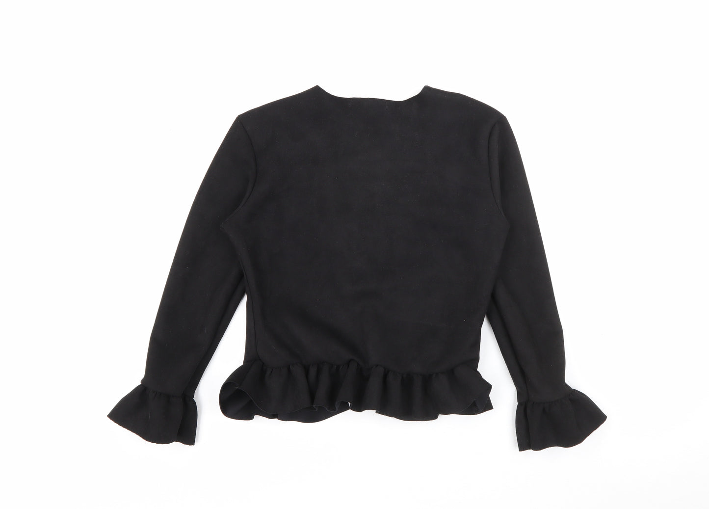 Prague Womens Black Round Neck  Polyester Cardigan Jumper Size 8