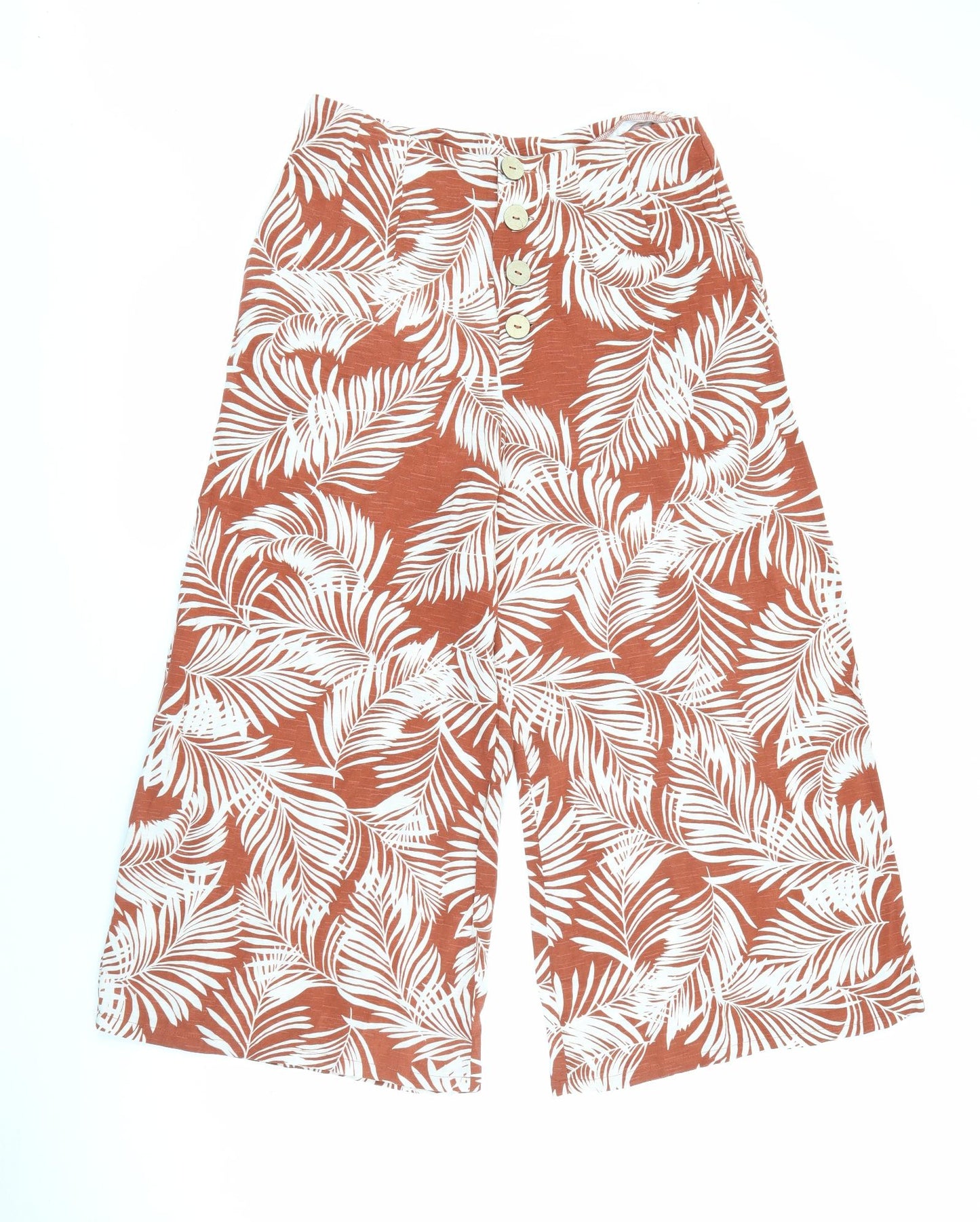 Primark Womens Orange Floral Polyester Trousers  Size 12 L21 in Regular