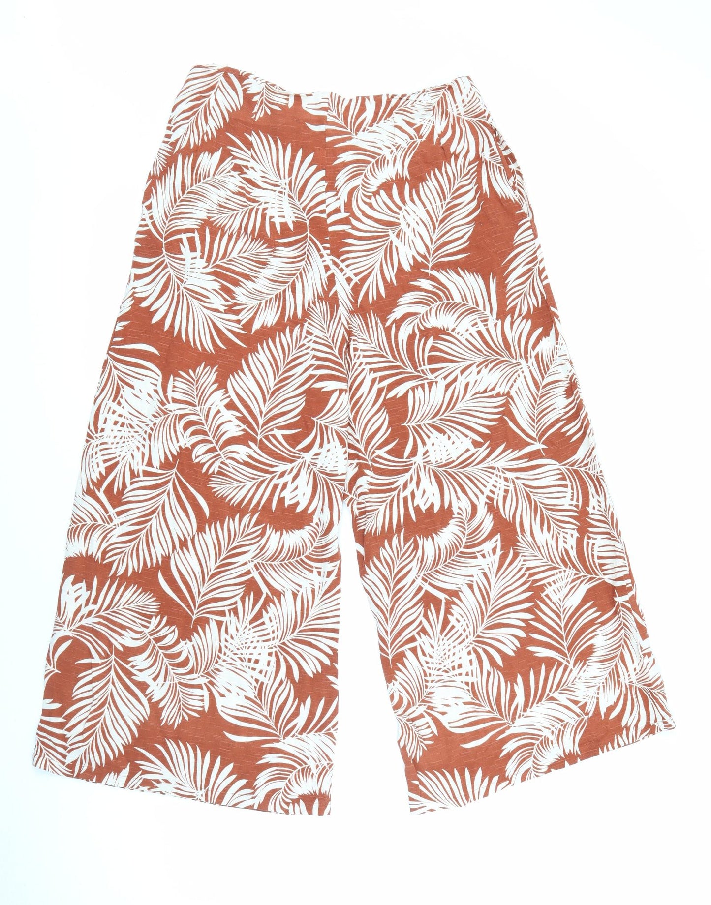 Primark Womens Orange Floral Polyester Trousers  Size 12 L21 in Regular