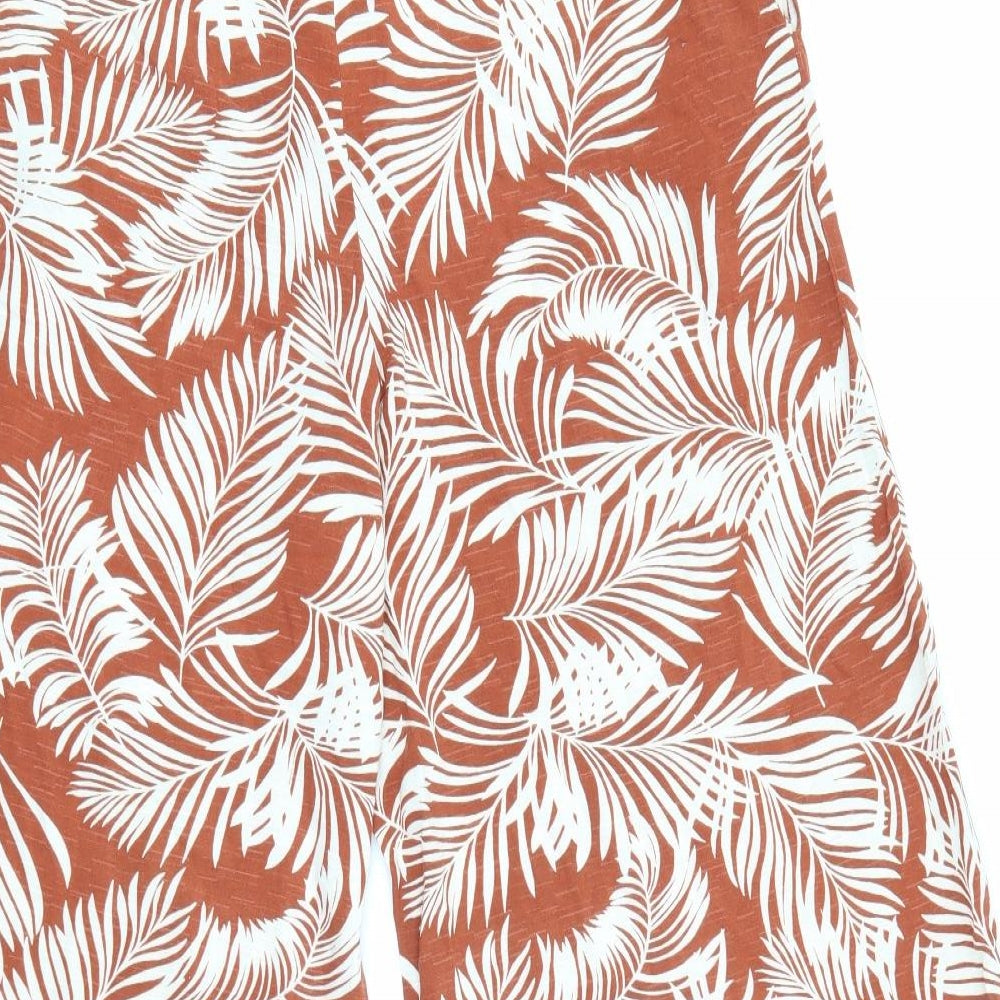 Primark Womens Orange Floral Polyester Trousers  Size 12 L21 in Regular