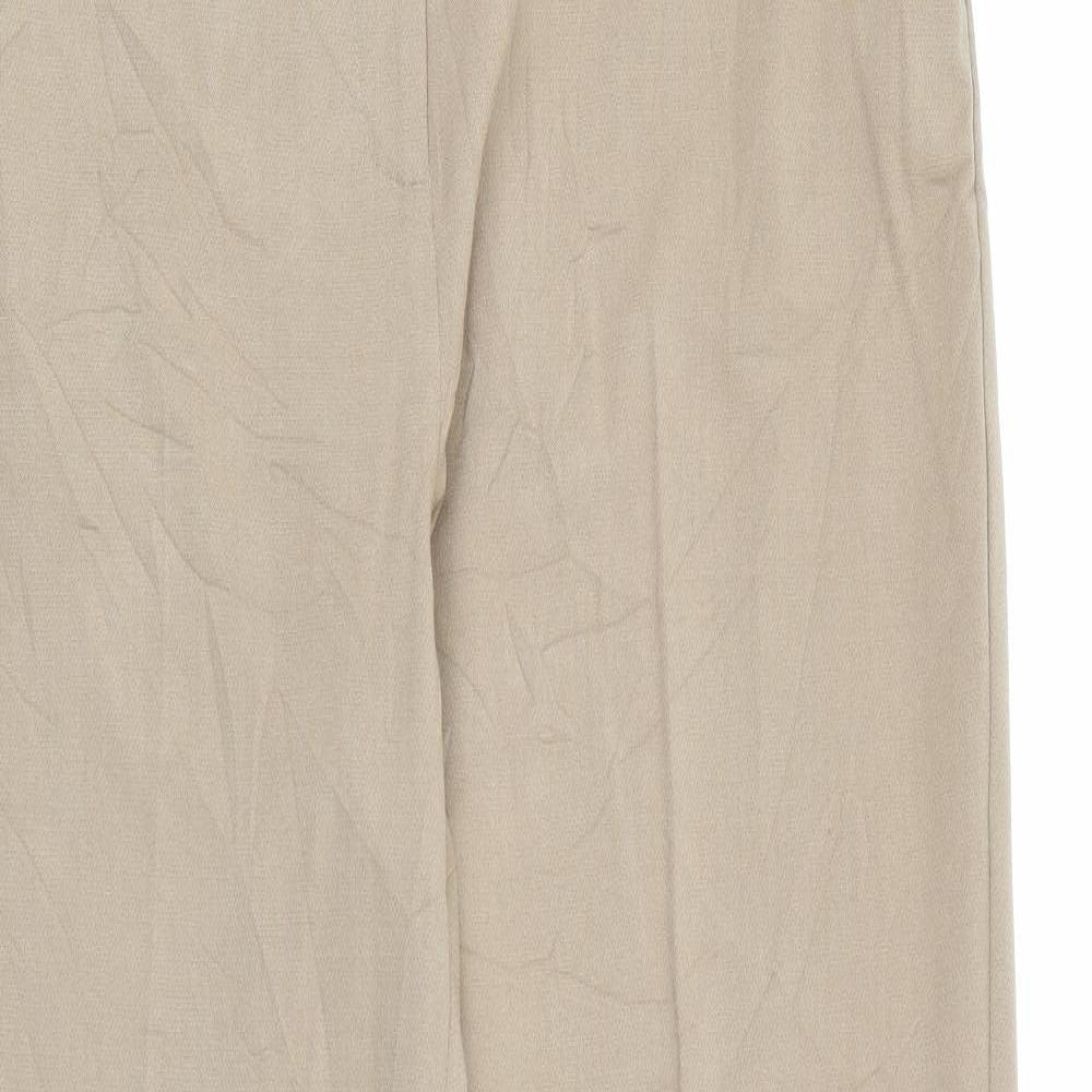 Marks and Spencer Womens Brown  Polyester Trousers  Size 14 L31 in Regular Zip