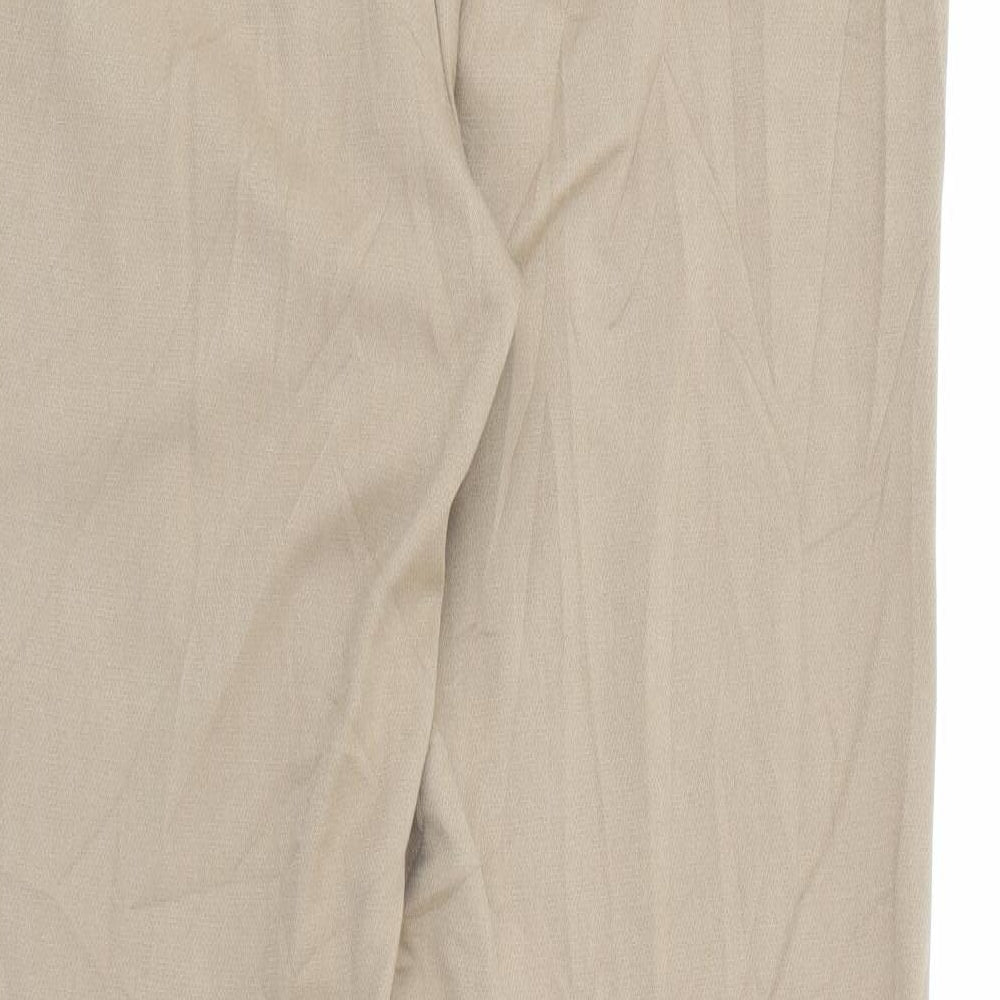 Marks and Spencer Womens Brown  Polyester Trousers  Size 14 L31 in Regular Zip