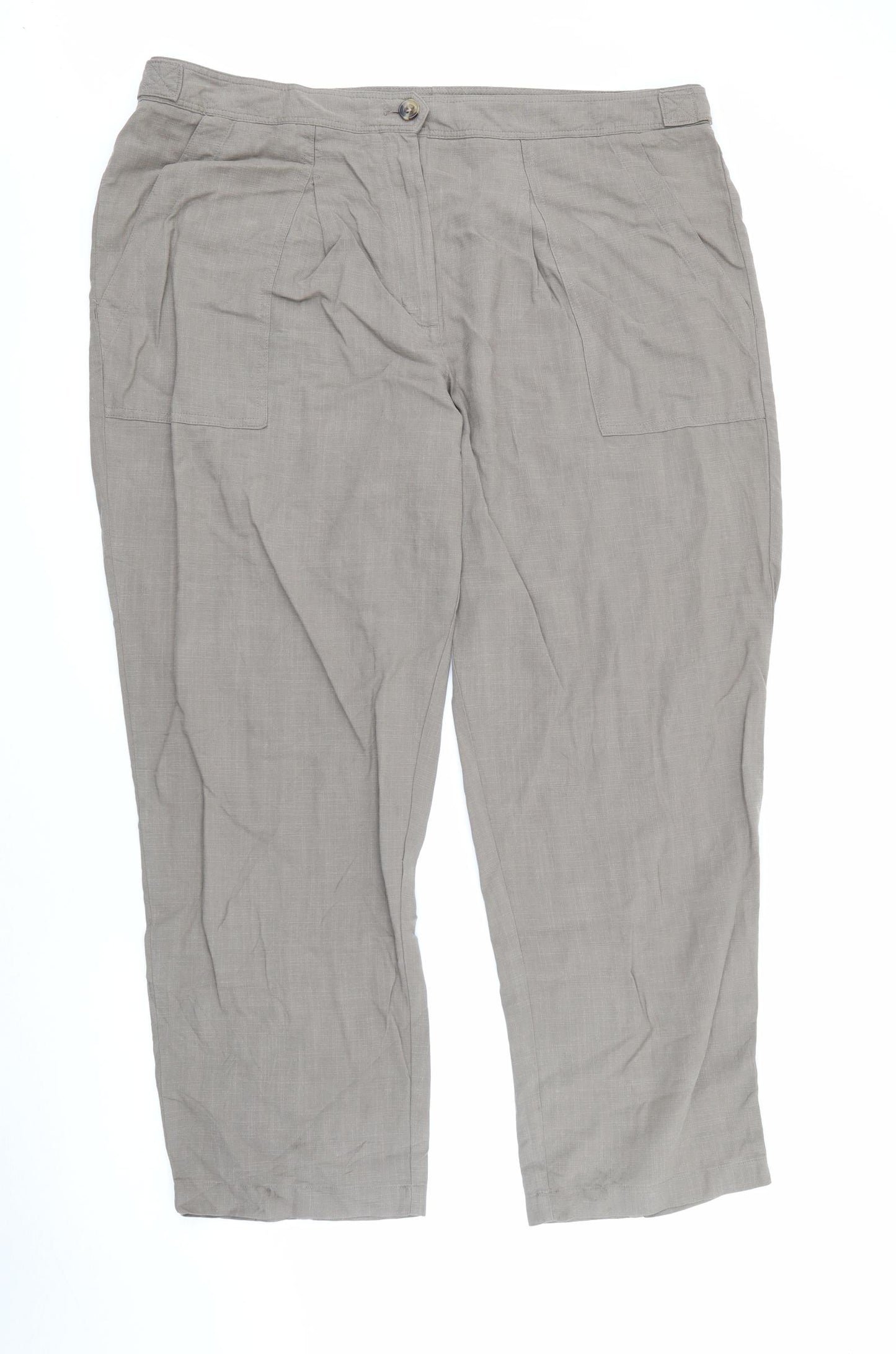 Per Una Womens Beige  Lyocell Trousers  Size 20 L28 in Regular Button