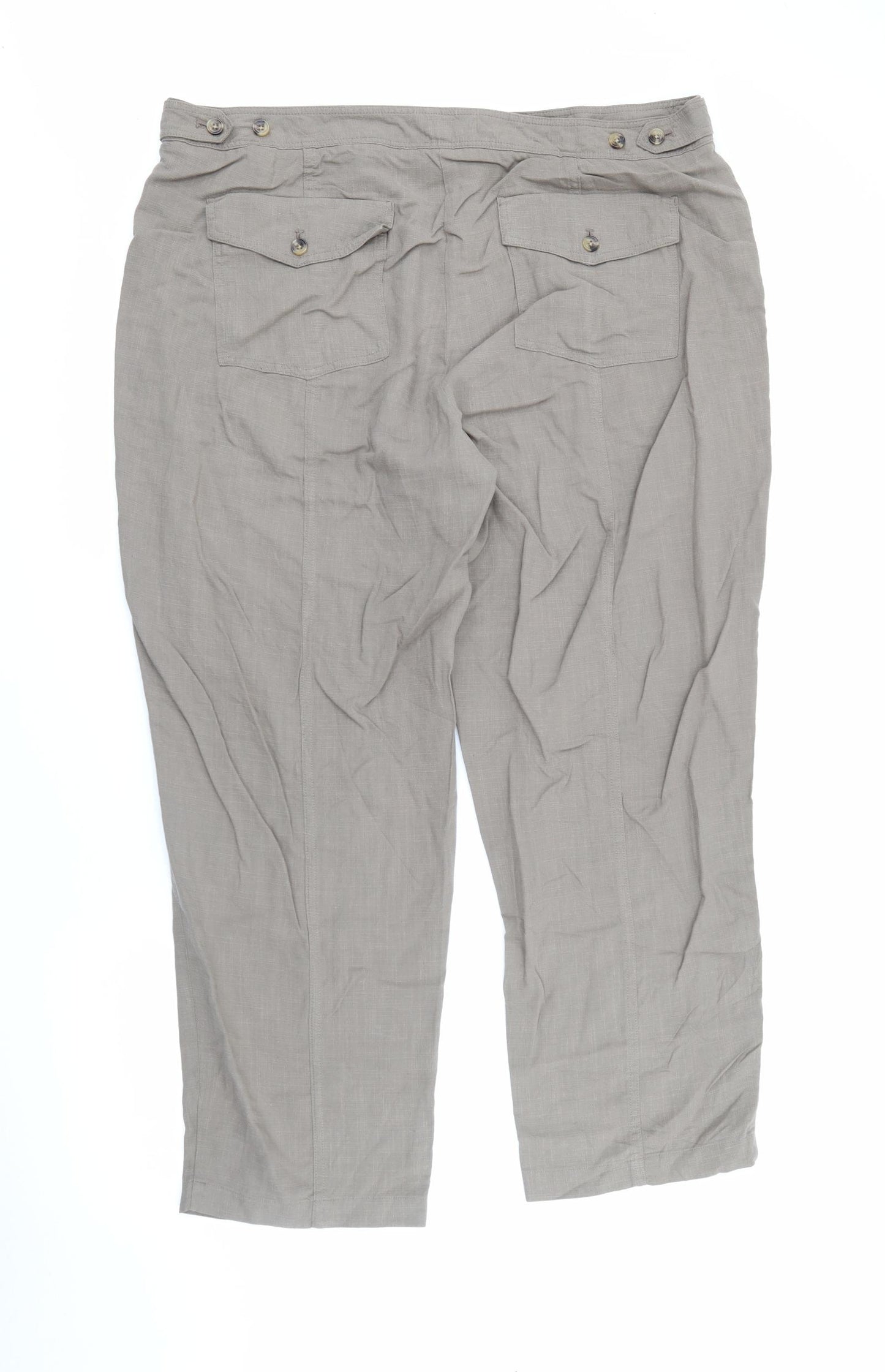 Per Una Womens Beige  Lyocell Trousers  Size 20 L28 in Regular Button