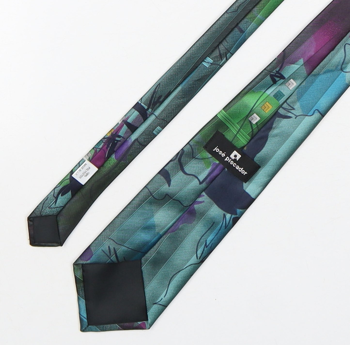 Jose Piscador Mens Multicoloured Geometric Polyester Pointed Tie One Size