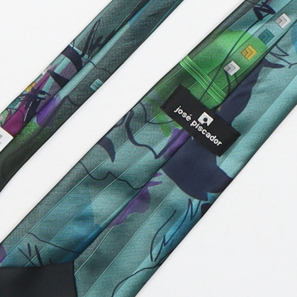 Jose Piscador Mens Multicoloured Geometric Polyester Pointed Tie One Size