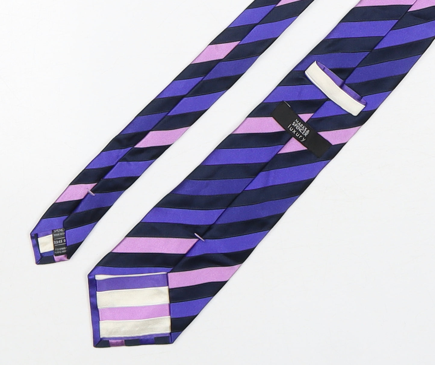 Marks and Spencer Mens Multicoloured Striped Silk Pointed Tie One Size